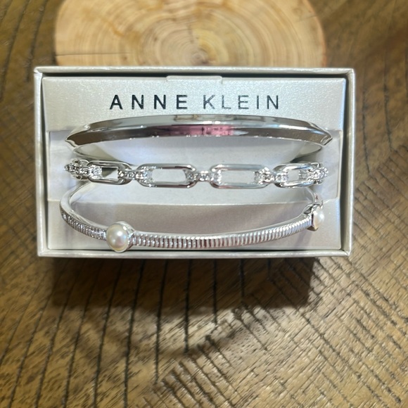 Anne Klein 3 Silver Bracelet Set - Picture 1 of 5
